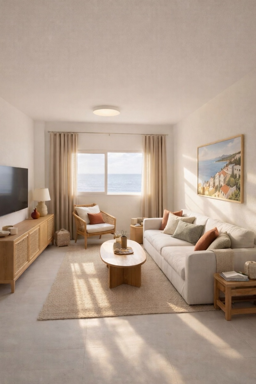 Beachfront duplex in Hermigua — Living room