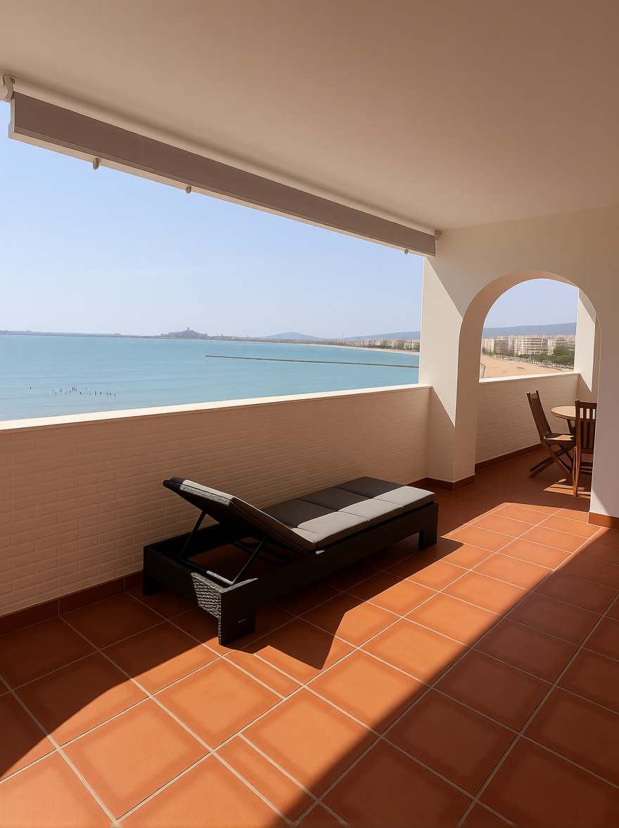 Beachfront flat in Melilla — Sea terrace