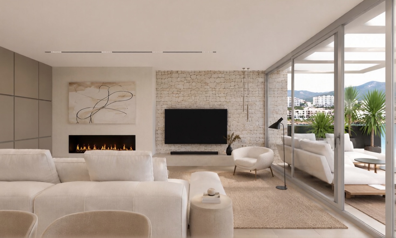 Seafront attic in Sant Antoni de Portmany — Living room