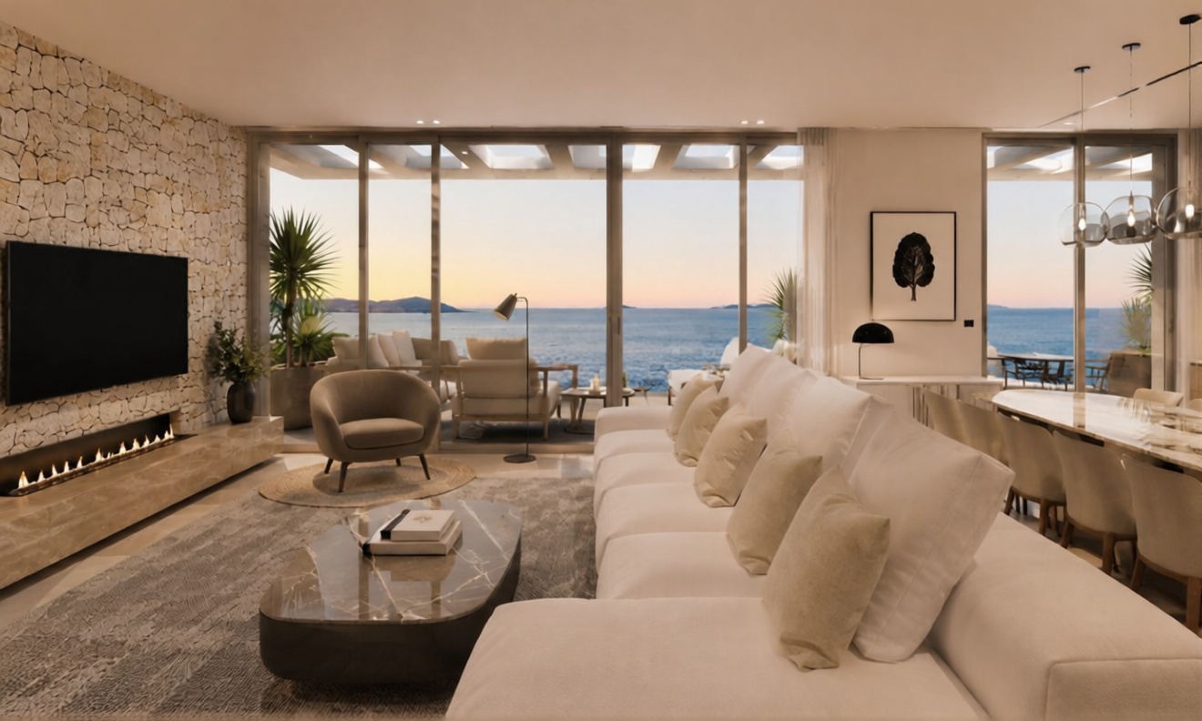 Seafront attic in Sant Antoni de Portmany — Living room