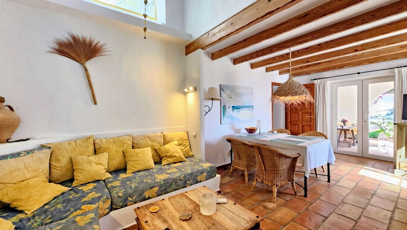 Chalet mit direkter Strandzugang in Eivissa — Wohnzimmer