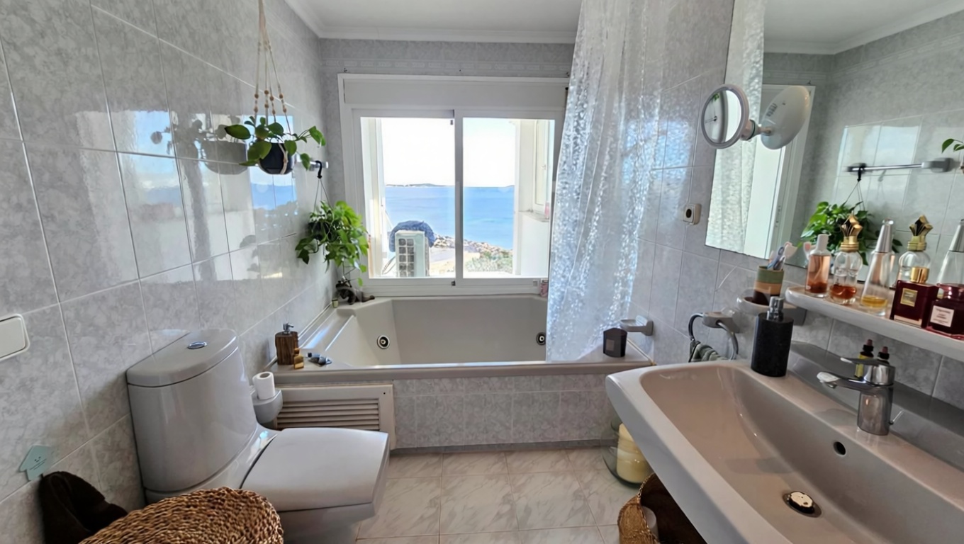 Chalet mit direkter Strandzugang in Santa Eulalia del Río — Bad