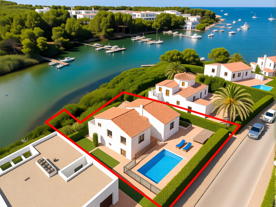 Chalet con acceso directo a playa en Es Mercadal — Aérea