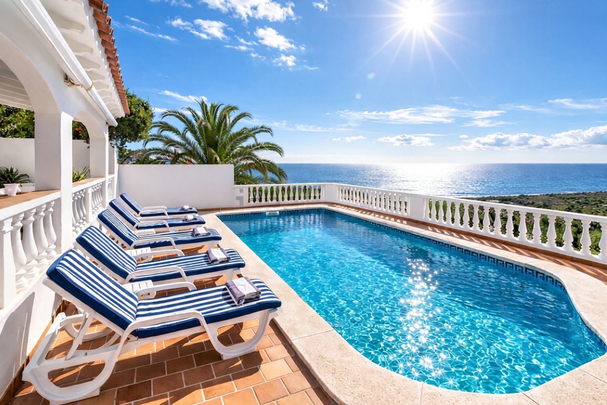 Chalet with direct beach access in Mallorca, Balears (Illes) — Sea view