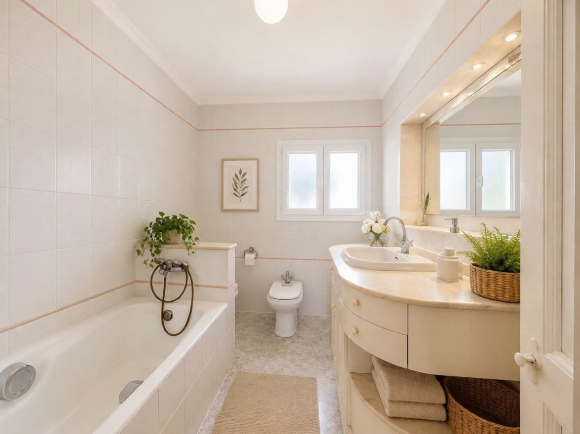 Chalet with direct beach access in Es Castell — Bathroom