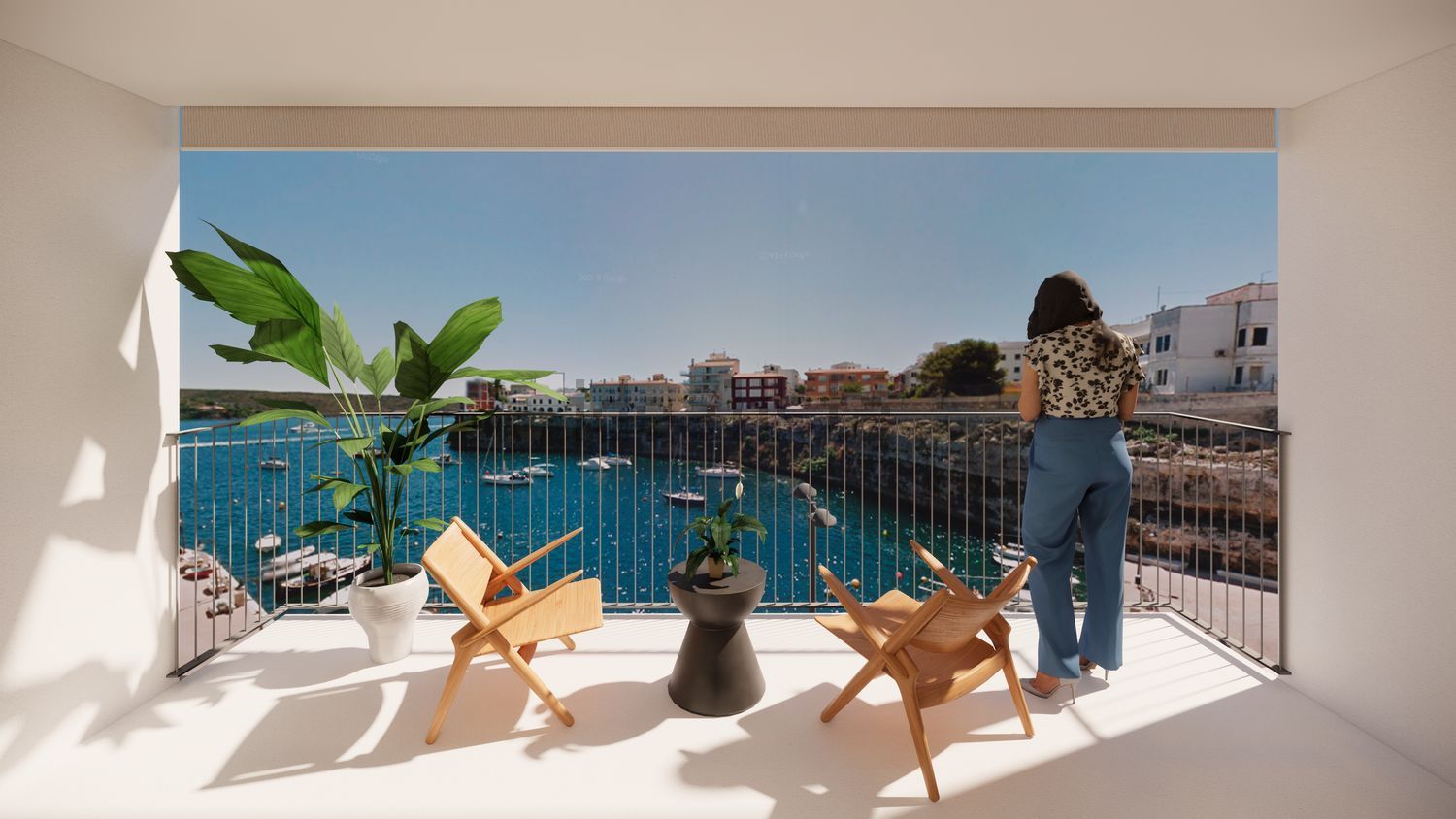 Beachfront flat in Es Castell — Sea terrace