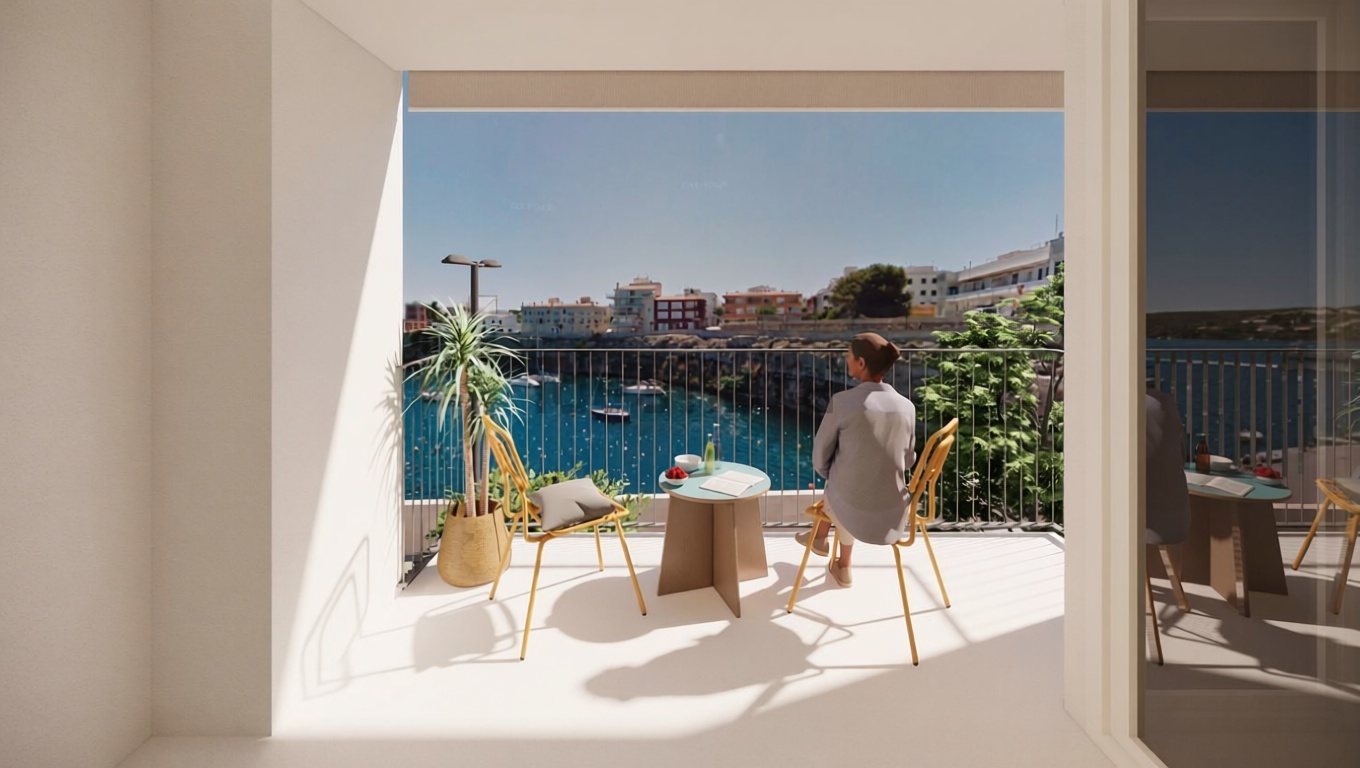 Beachfront flat in Es Castell — Sea terrace