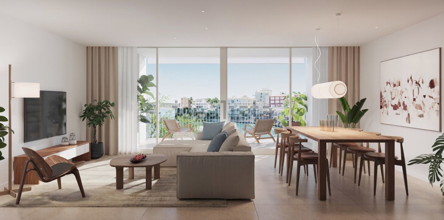 Beachfront flat in Es Castell — Living room