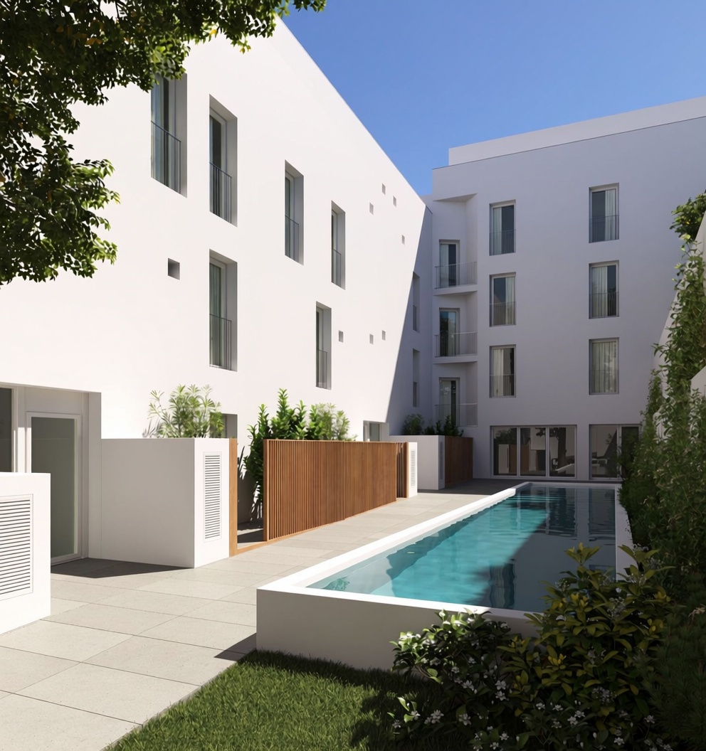 Beachfront flat in Es Castell — Pool