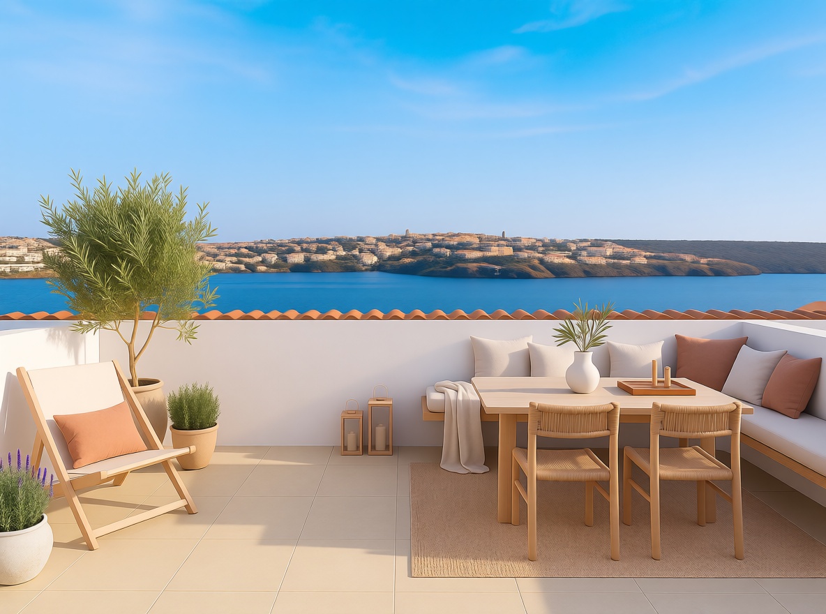 Beachfront flat in Es Castell — Sea terrace