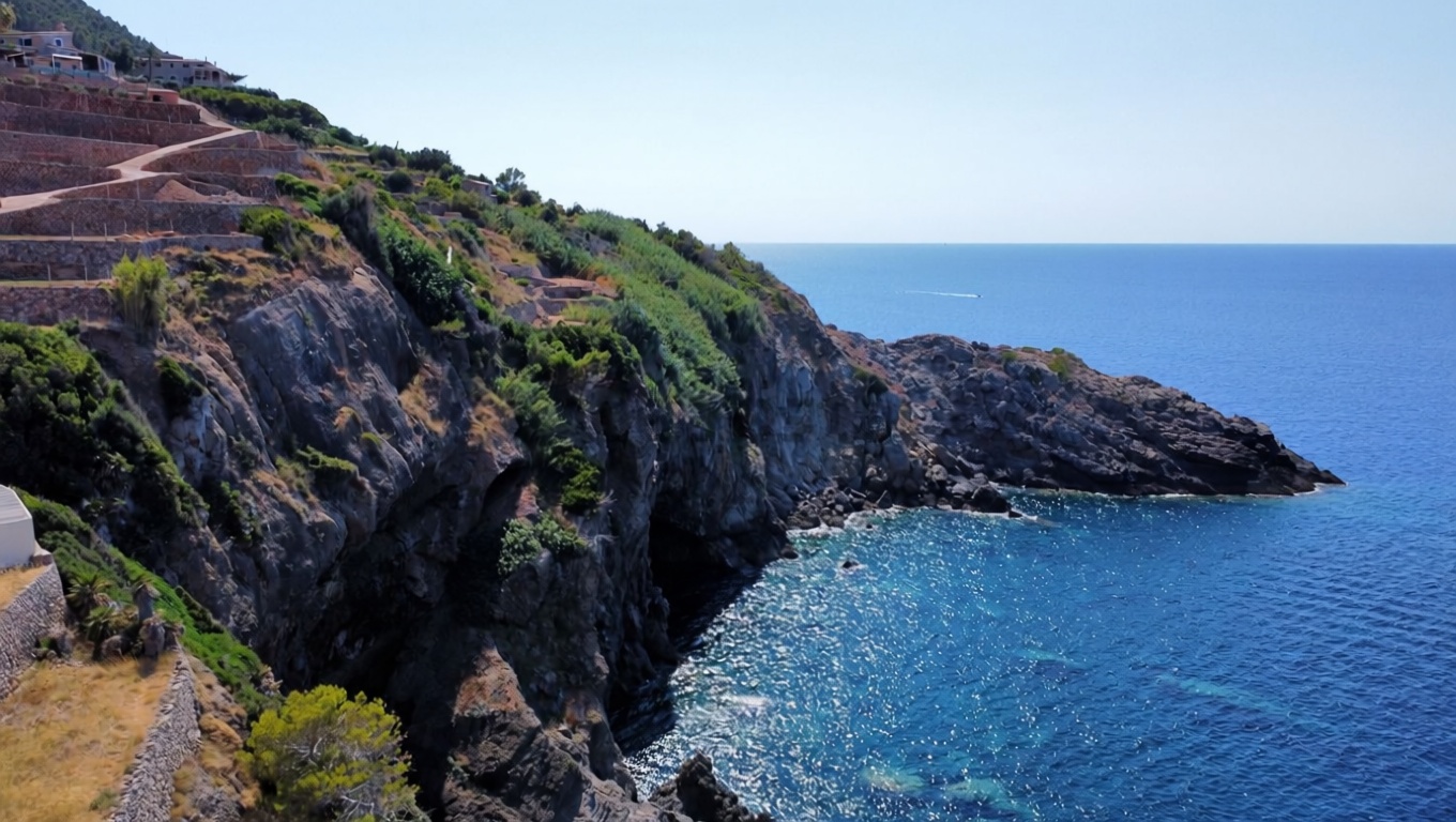 Загородный дом с прямой выход на пляж в Mallorca, Balears (Illes) — Морской вид