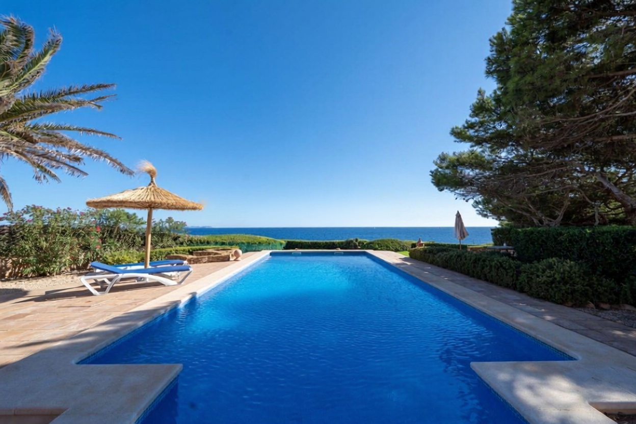 Chalet mit direkter Strandzugang in Llucmajor — Pool