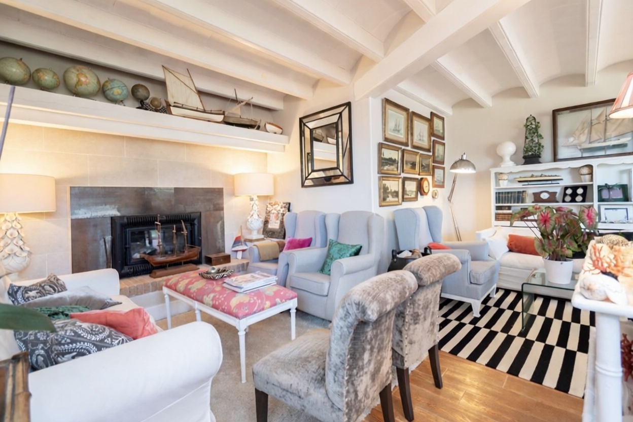 Chalet with direct beach access in Pollença — Living room