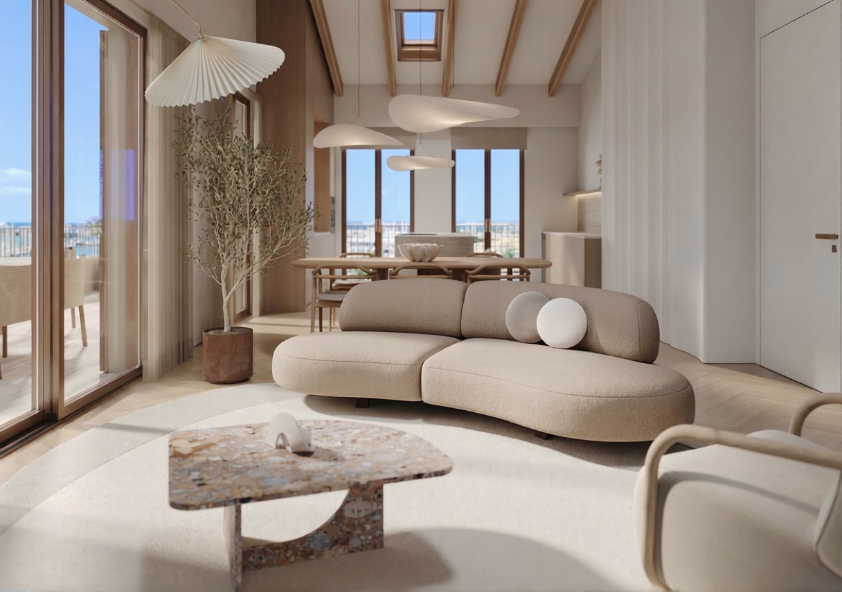 Duplex em primeira linha de praia em Palma de Mallorca — Sala