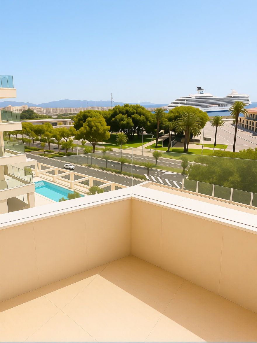 Beachfront flat in Portbou — Sea view