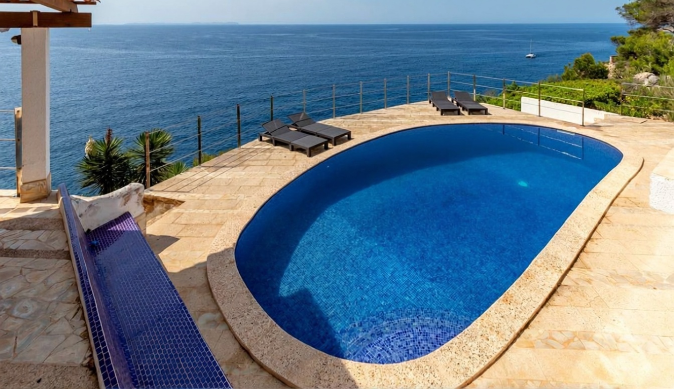 Chalet mit direkter Strandzugang in Llucmajor — Pool