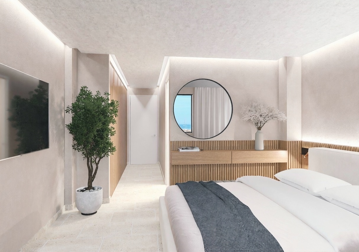 Chalet mit direkter Strandzugang in Arta — Schlafzimmer