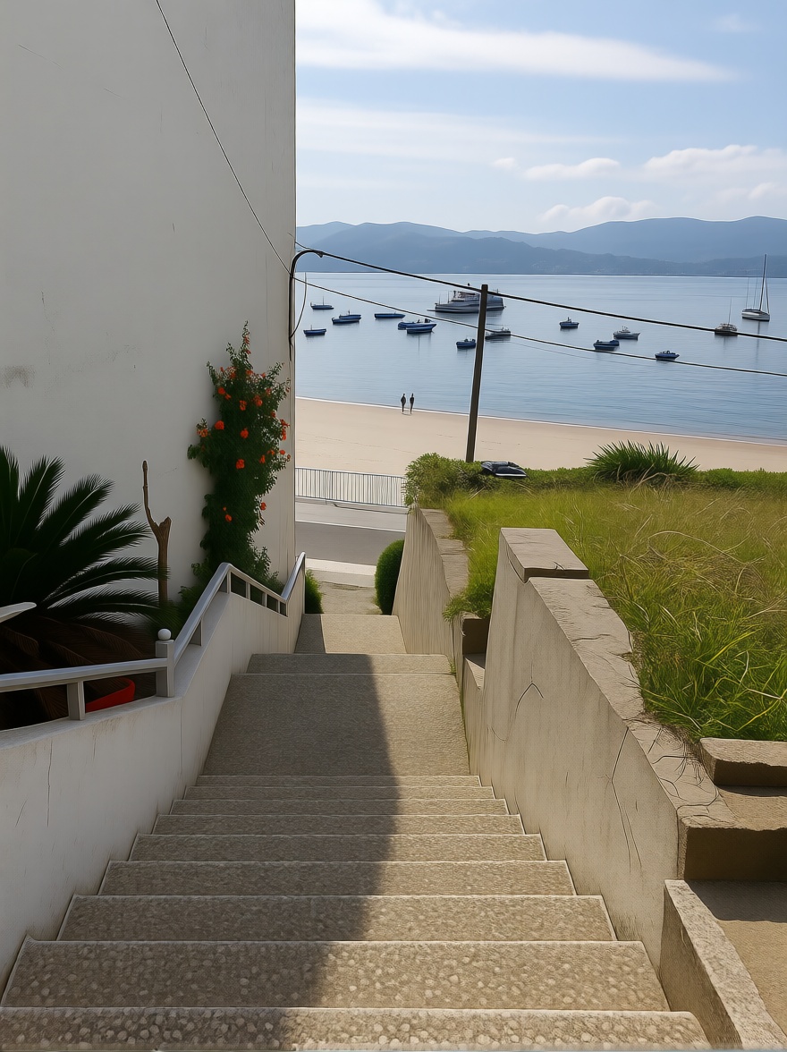 Chalet with direct beach access in Poio — Sea view
