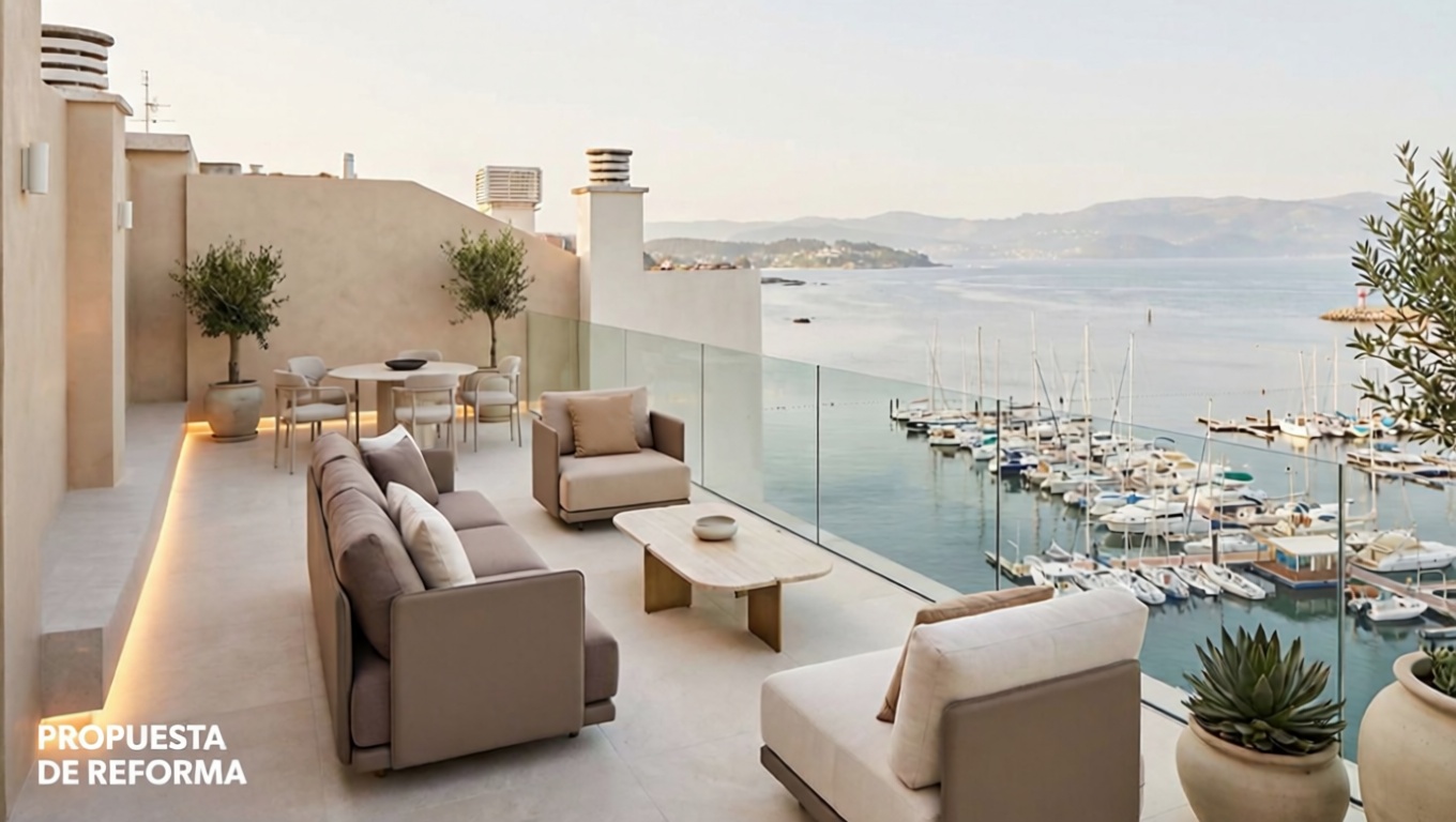 Appartement en attique en première ligne de mer à Sanxenxo — Terrasse mer