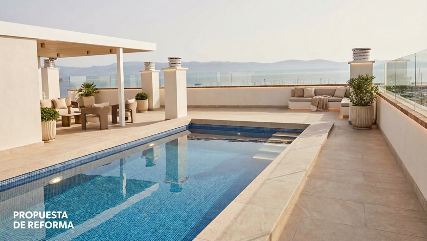 Appartement en attique en première ligne de mer à Sanxenxo — Piscine