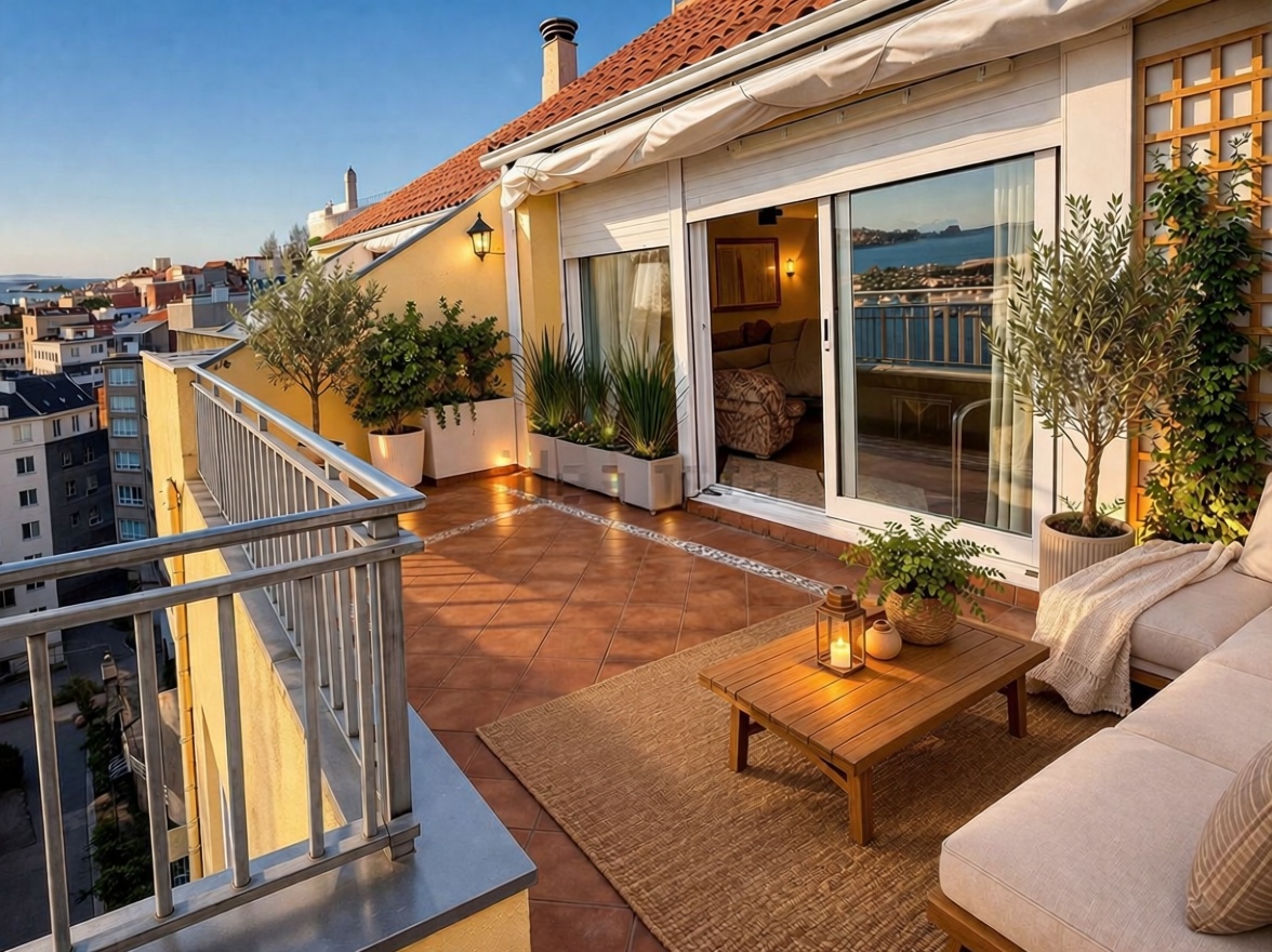 Beachfront duplex in Sanxenxo — Sea terrace