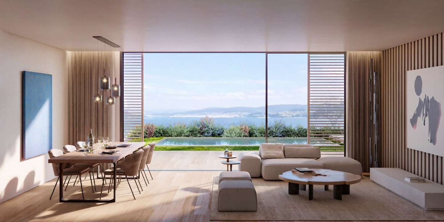 Apartamento em primeira linha de praia em Sanxenxo — Sala
