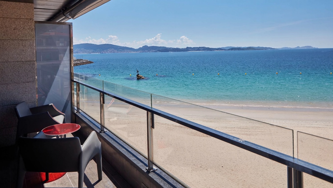 Apartamento em primeira linha de praia em Sanxenxo — Terraço mar