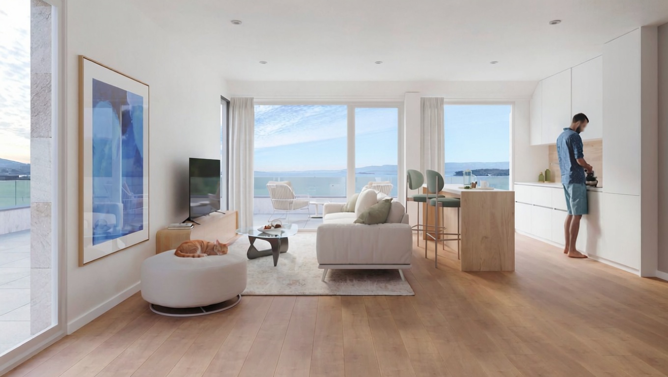 Beachfront flat in Vilagarcía de Arousa — Living room