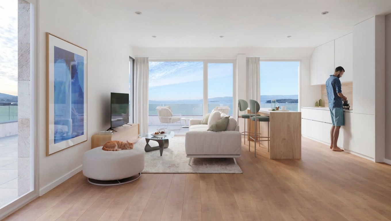 Beachfront flat in Vilagarcía de Arousa — Living room