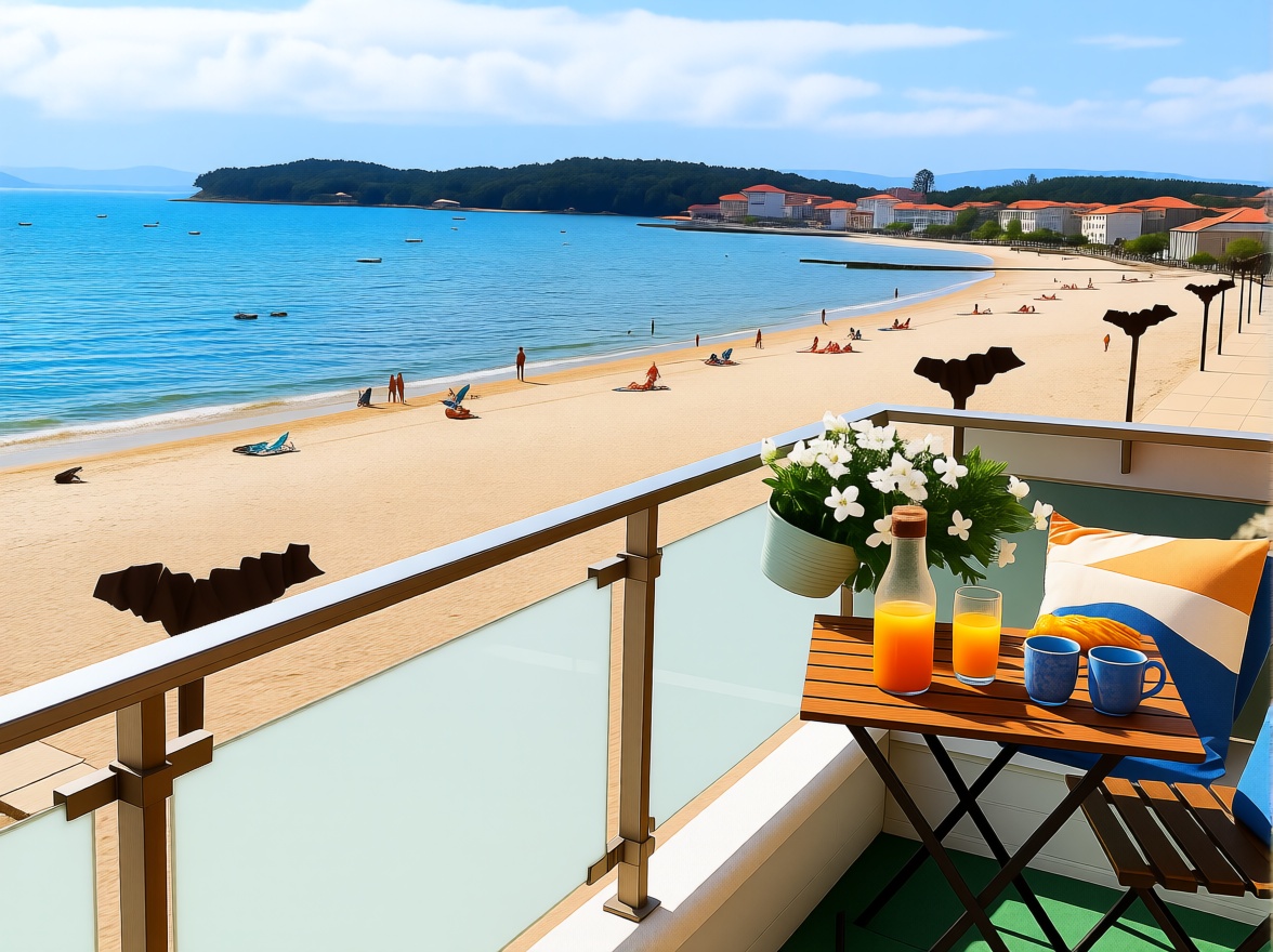 Beachfront flat in Vilagarcía de Arousa — Sea terrace