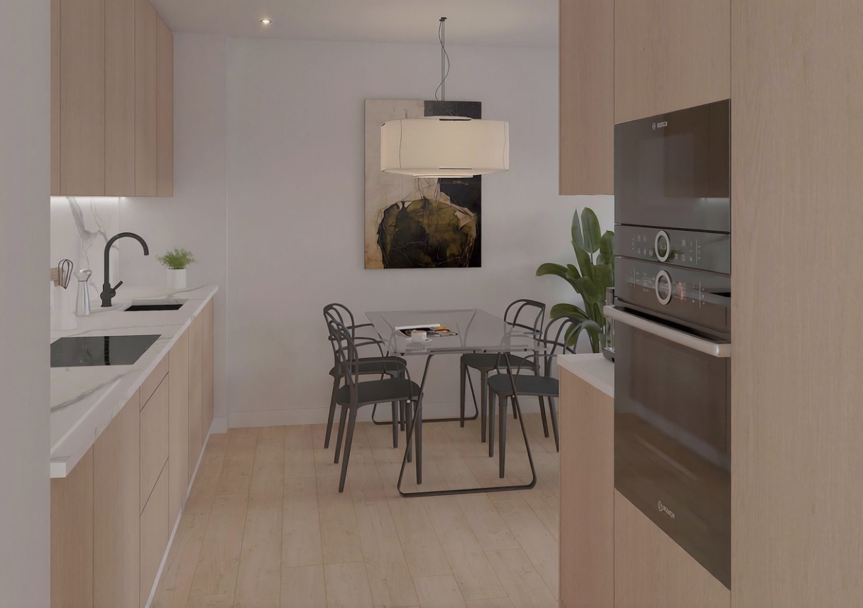 Beachfront flat in Puebla del Caramiñal — Kitchen