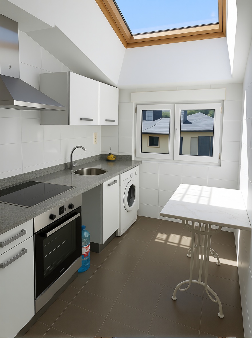 Appartement en attique en première ligne de mer à Castropol — Cuisine