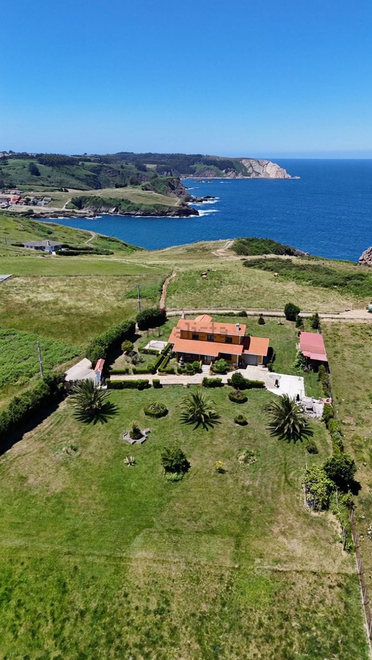 Chalet avec accès direct à la plage à Piedras Blancas — Vue aérienne