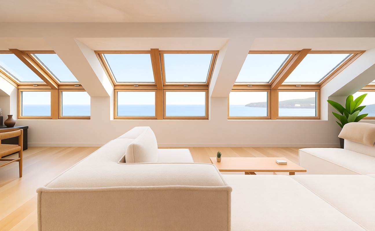 Appartement en attique en première ligne de mer à Gijón — Séjour