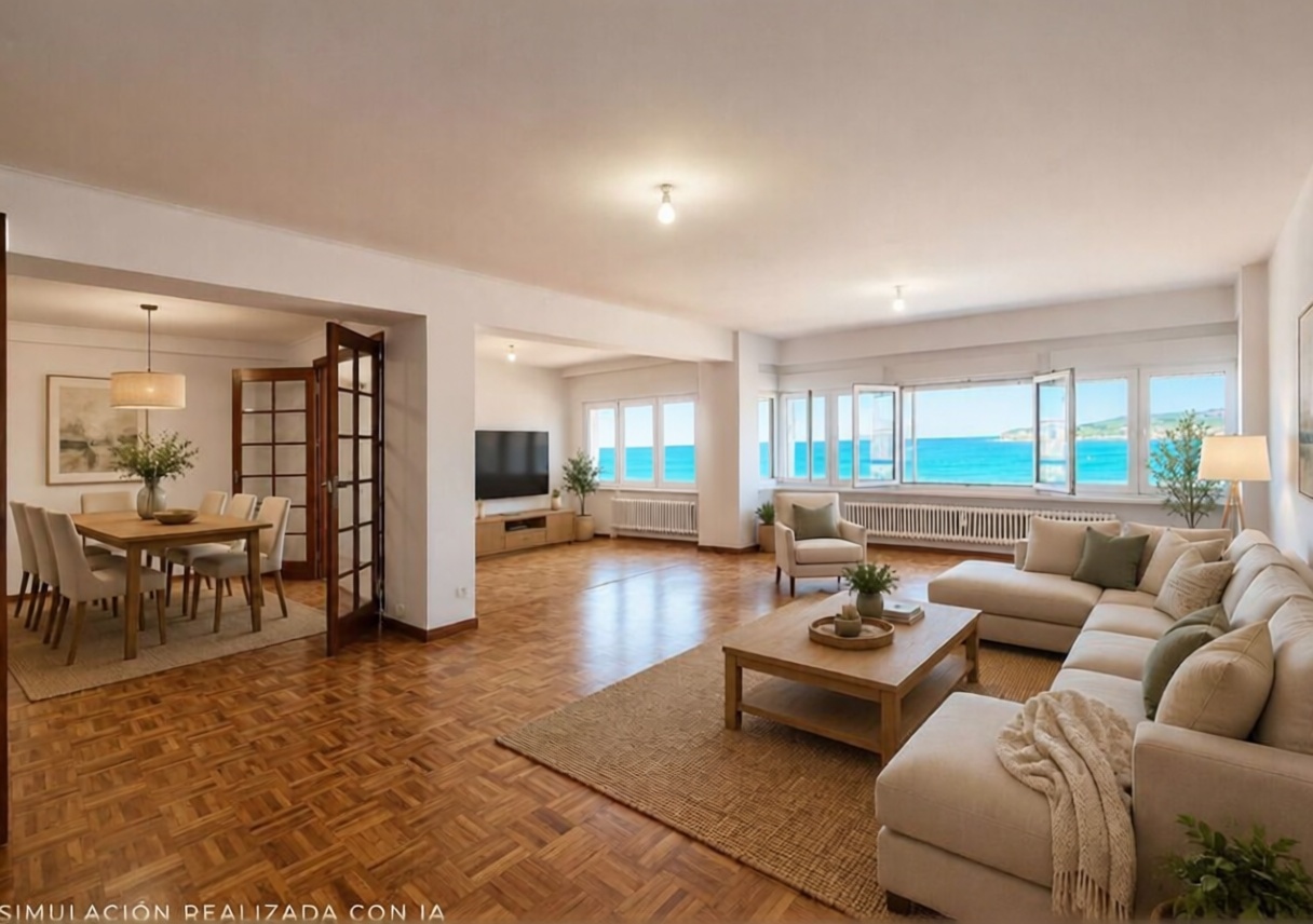 Appartement en première ligne de plage à Gijón — Séjour