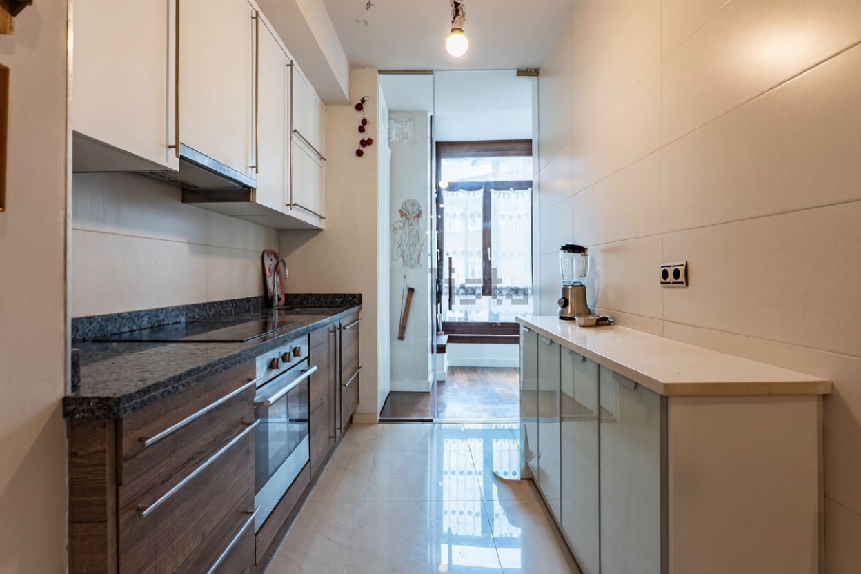 Appartement en première ligne de plage à Gijón — Cuisine