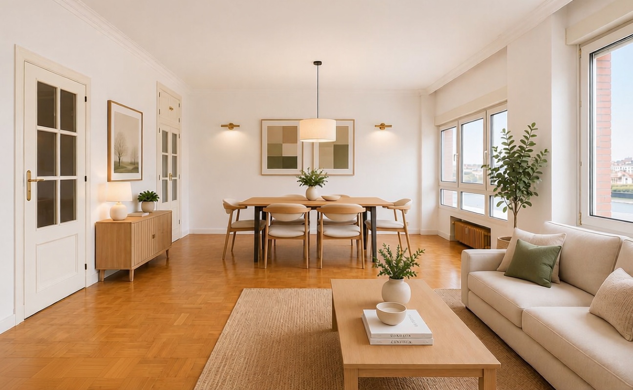 Appartement en première ligne de plage à Gijón — Coin repas