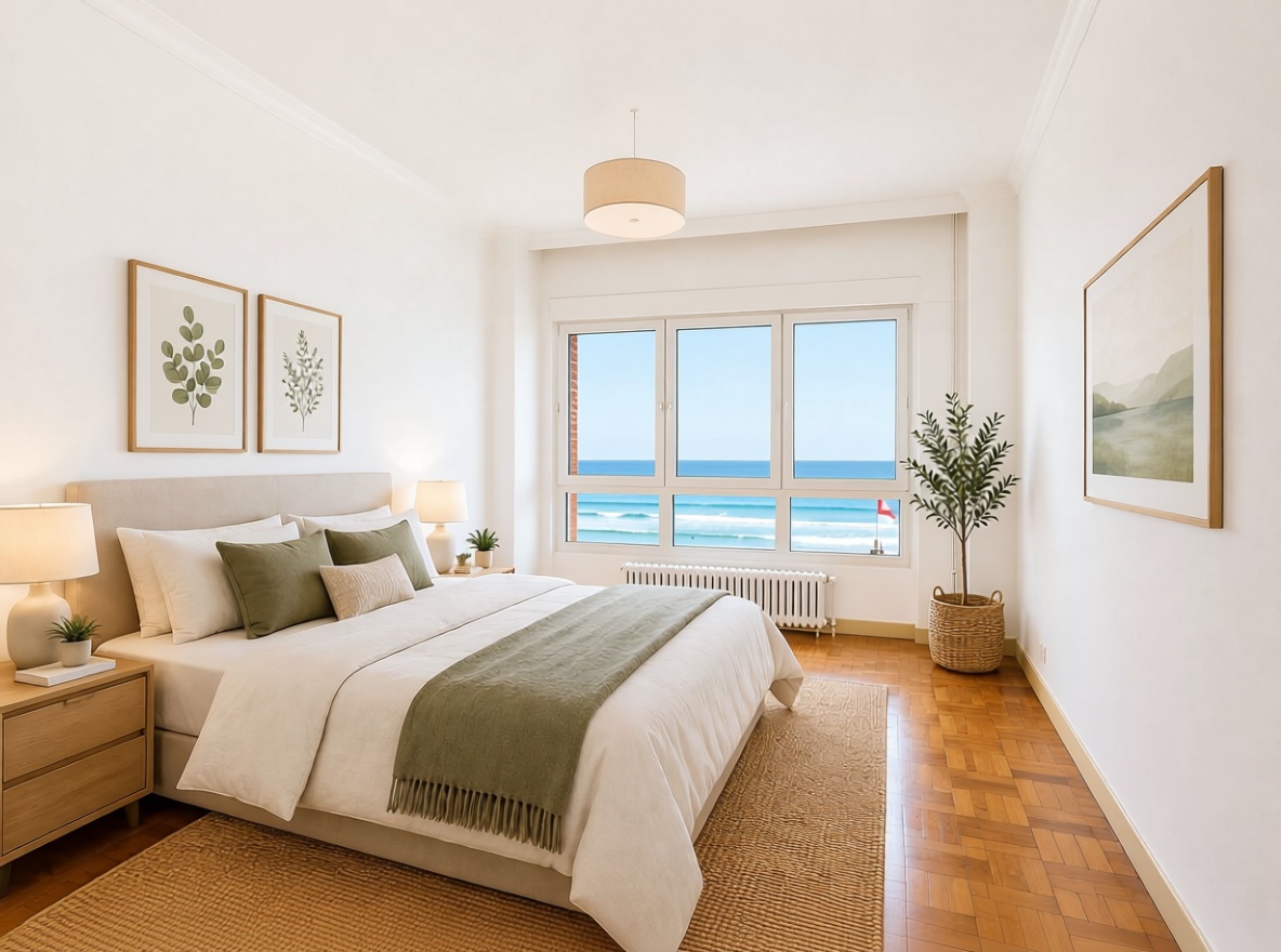Appartement en première ligne de plage à Gijón — Chambre