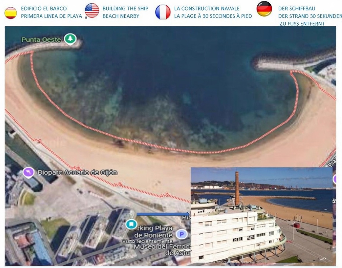 Appartement en première ligne de plage à Gijón — Chambre
