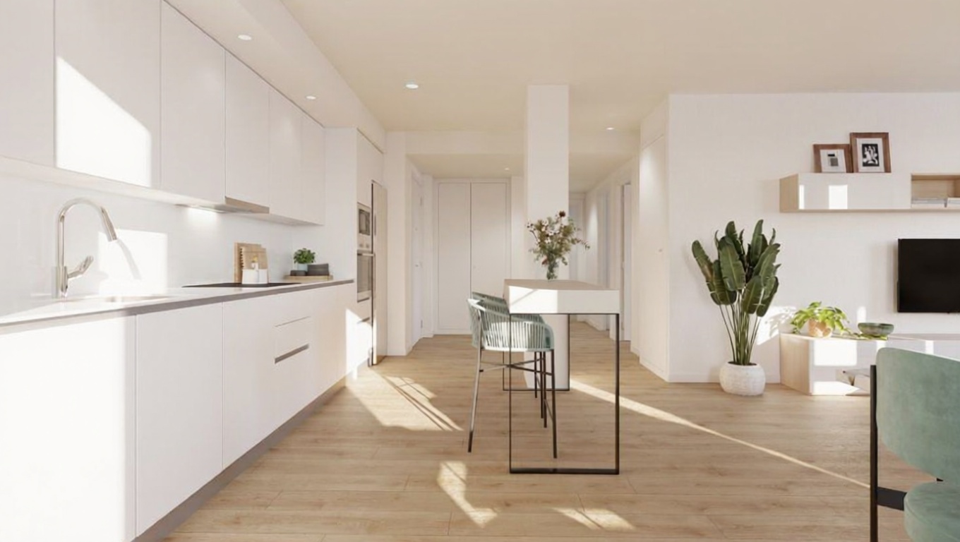 Appartement en première ligne de plage à Gijón — Cuisine