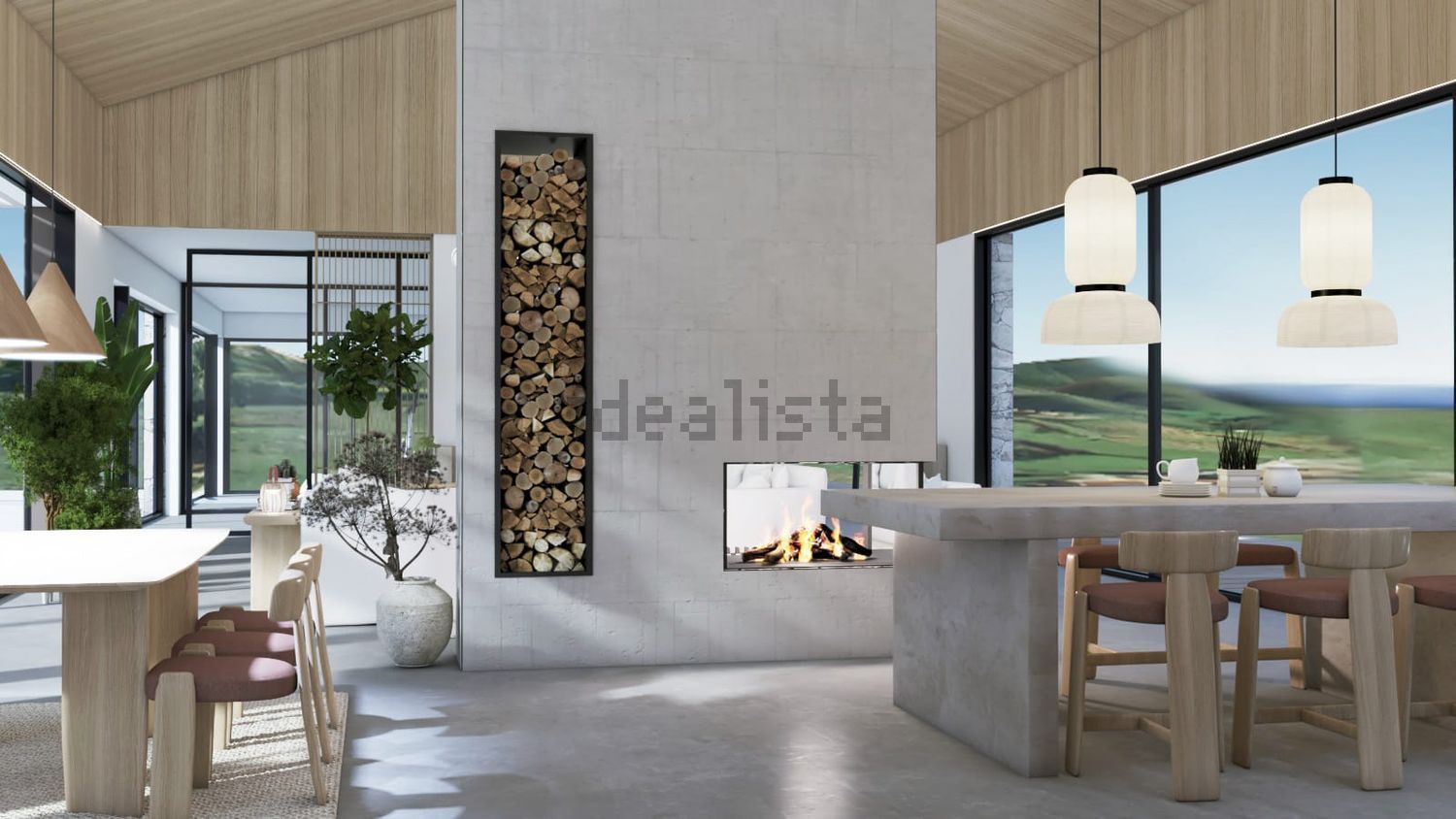 Chalet com acesso direto à praia em Val de San Vicente — Sala jantar