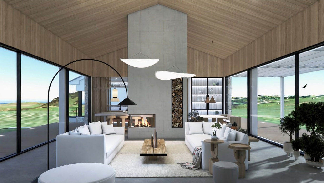 Chalet mit direkter Strandzugang in Val de San Vicente — Wohnzimmer