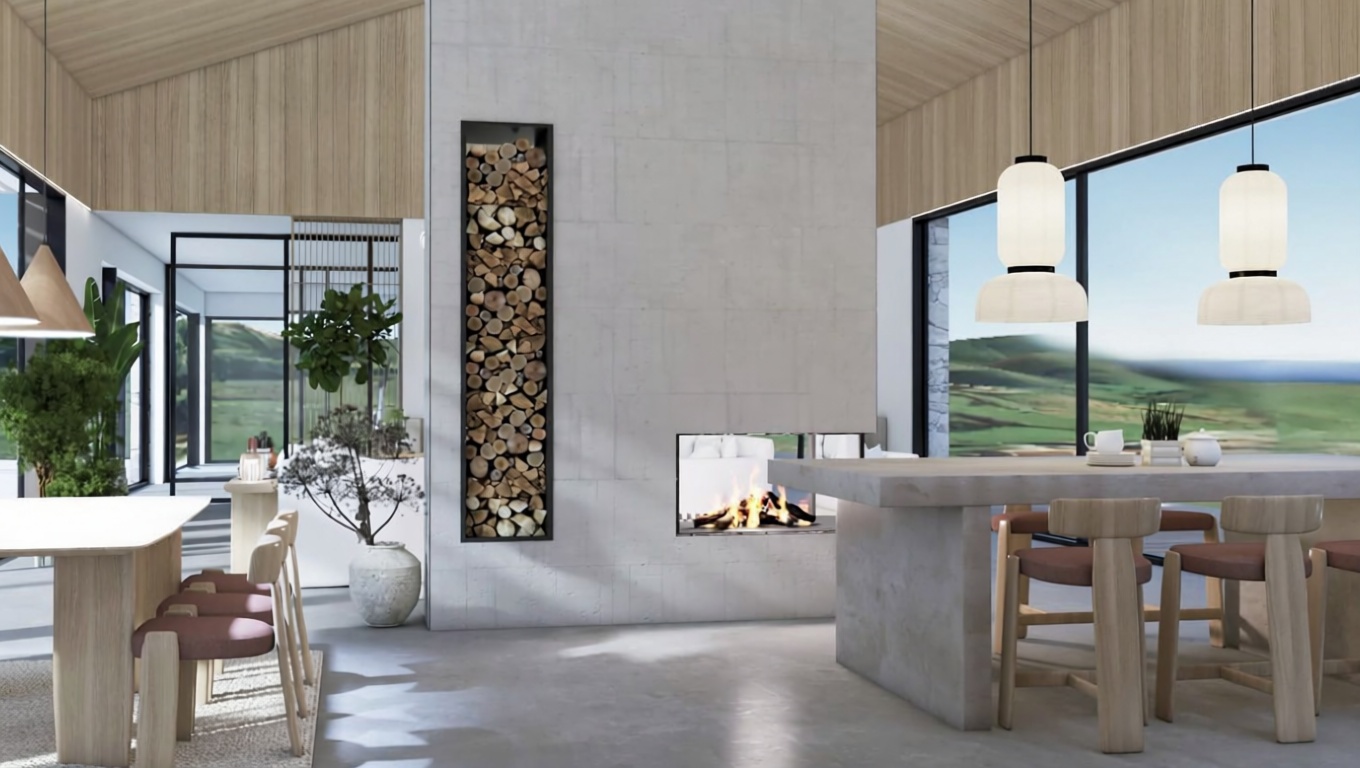 Chalet mit direkter Strandzugang in Val de San Vicente — Esszimmer