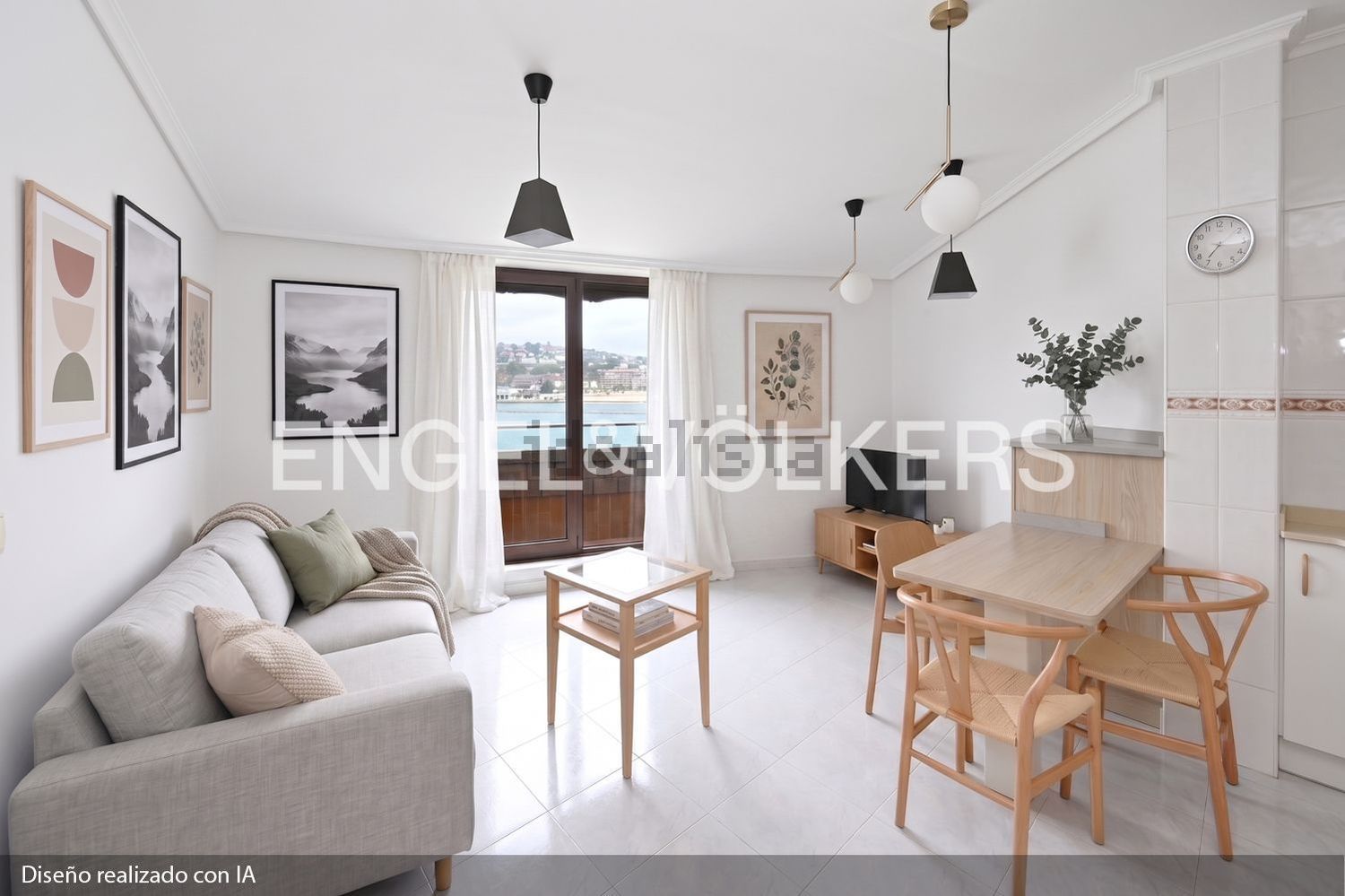 Apartamento em primeira linha de praia em Santander — Sala