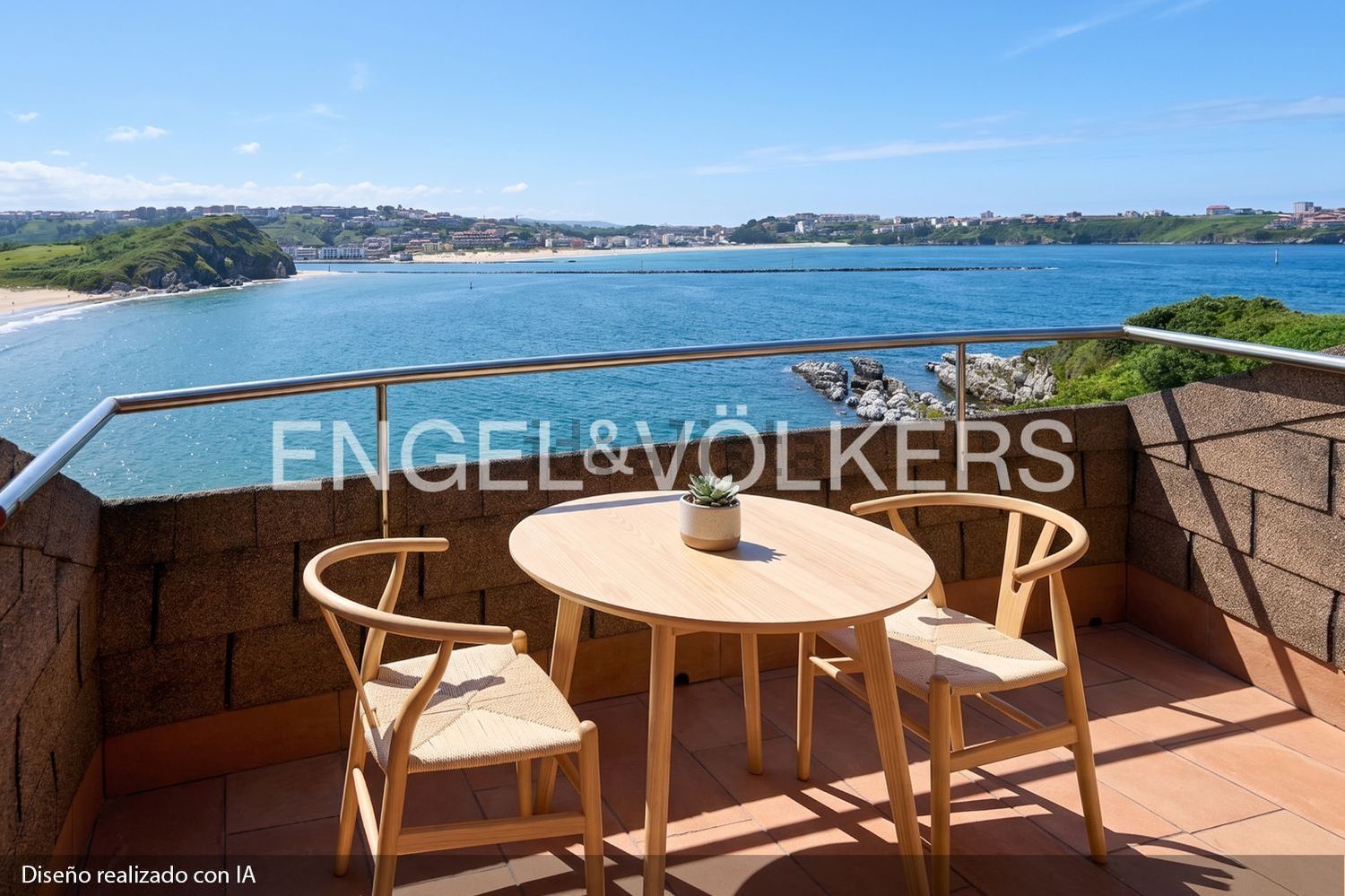 Apartamento em primeira linha de praia em Santander — Terraço mar