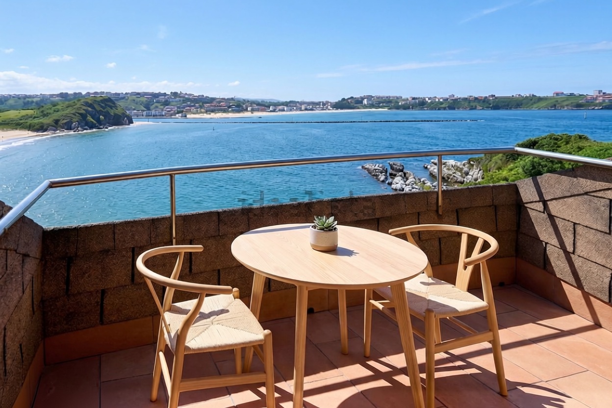 Beachfront flat in Santander — Sea terrace