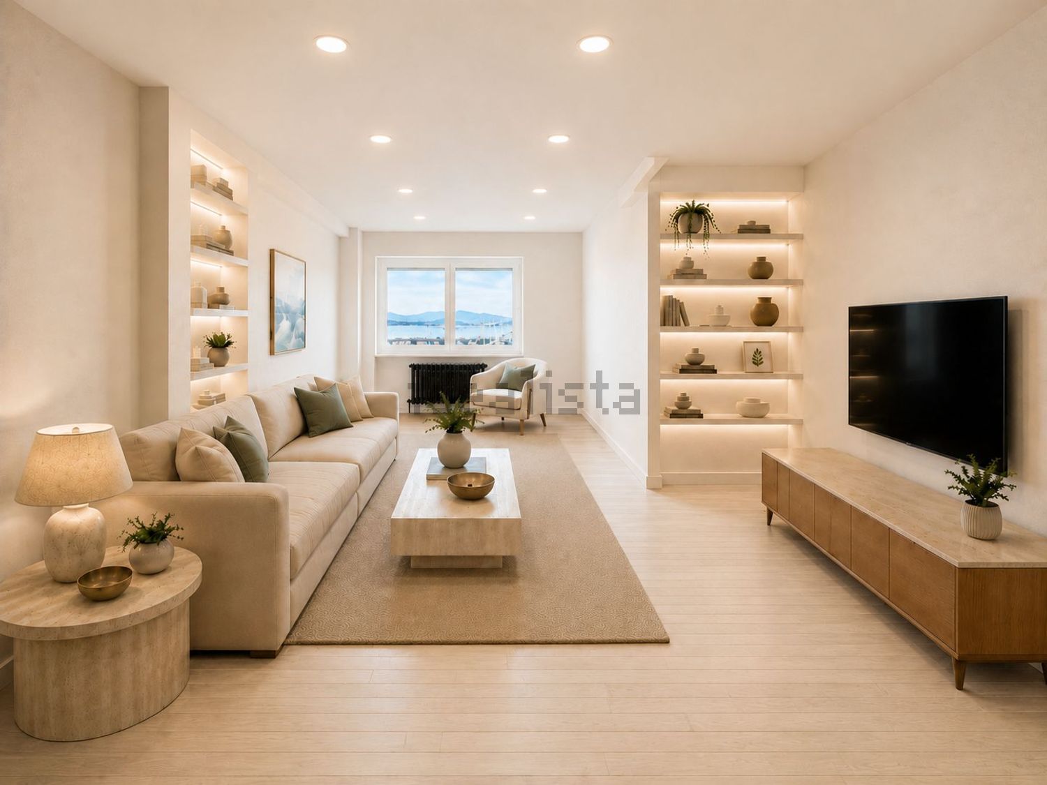 Apartamento em primeira linha de praia em Santander — Sala