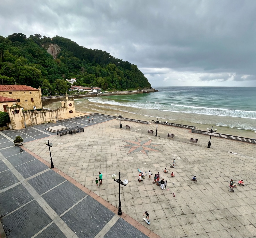 Beachfront flat in Zarautz — Sea view