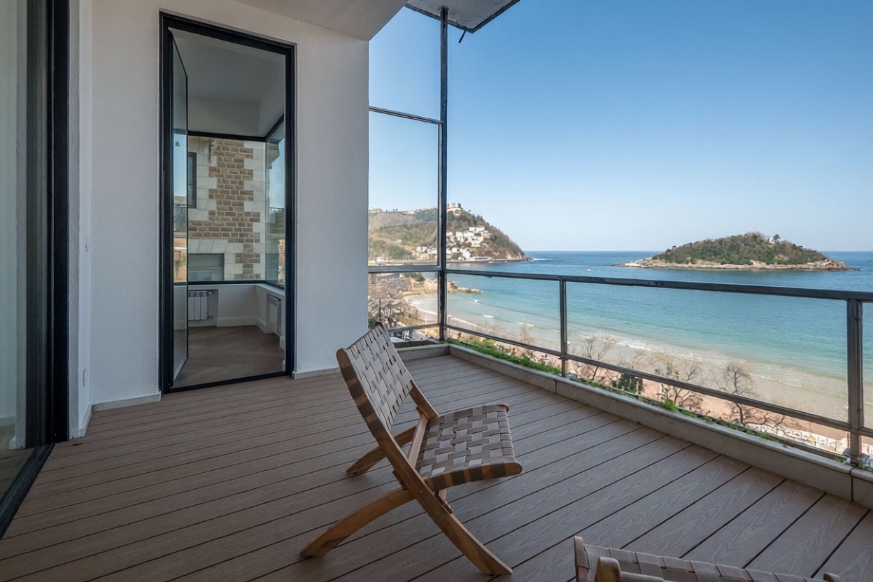Dúplex en primera línea de playa en Donostia-San Sebastián — Dormitorio