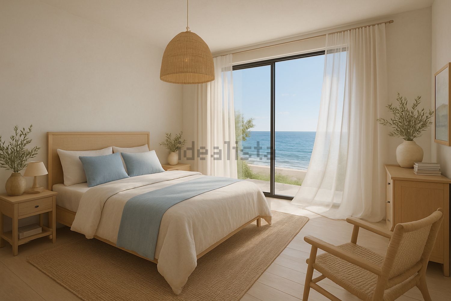Chalet with direct beach access in Marín — Bedroom
